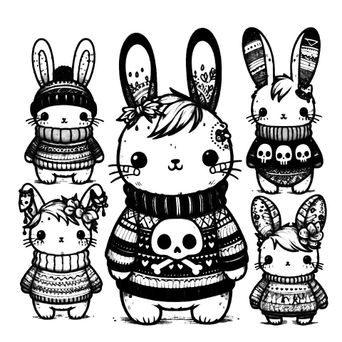 Bunnies in sweaters #1806