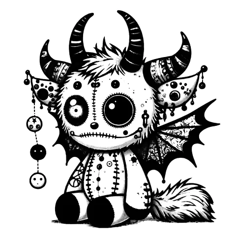 Beargoyle with mismatched eyes and dangles