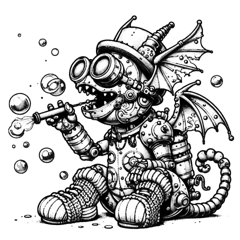 Robotic Gargoyle blowing bubbles #1112