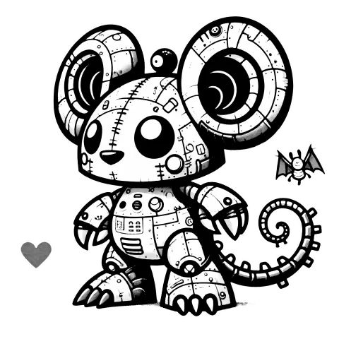 Friendly mechanical mouse with giant ears and a little camera on his head. #1526