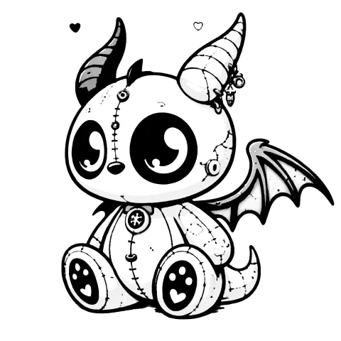 Gargoyle with big eyes, horns and wings.