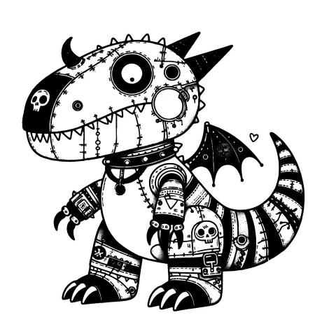 Abstract striped t-rex gargoyle