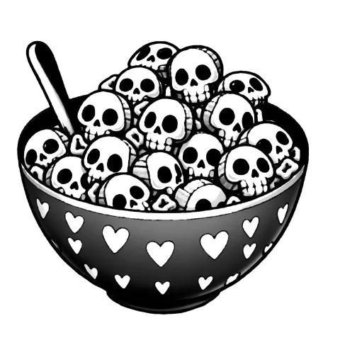 Bowl of skull cereal