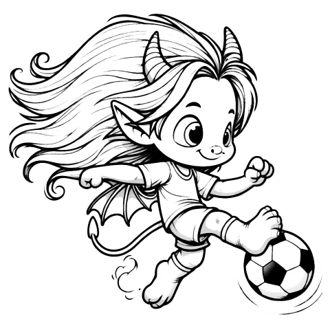 Girlgoyle or boygoyle playing soccer