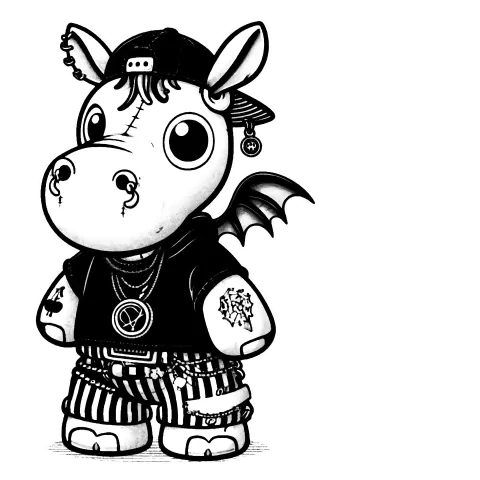 HipHoppaThomas has a large necklace, a backwards hat and striped pants. He has a tattoo of cherries.