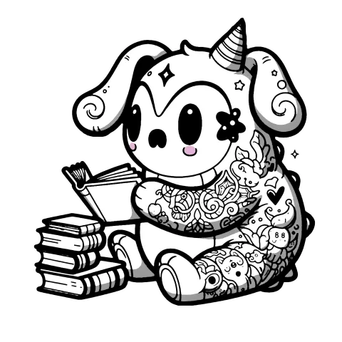 Book creature with a touch of color