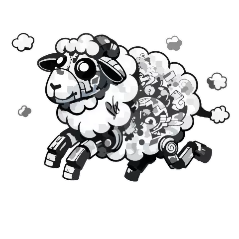 Mechanical sheep embellished and in color