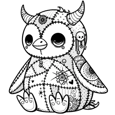 Patchwork gargoyle viking penguin