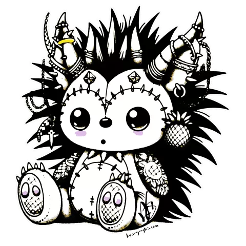 Pineapple Hedgehog Beargoyle at Beargoyles.com to color or enjoy. This one has a splash of color.