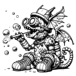 Robotic Gargoyle blowing bubbles #1112