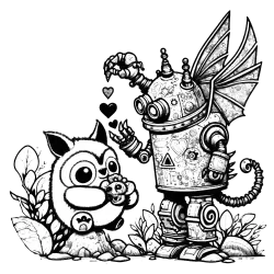 Furry Creature and Robot #1113