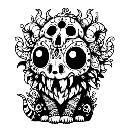 Masked Beargoyle jungle creature, wearing a skull helmet that has three eyes