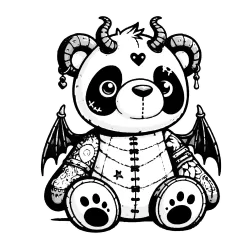 Beargoyle with wings and horns and a little heart in the middle of their head.