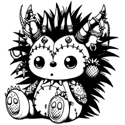 Hedgehog with pineapple earrings and feet #1414