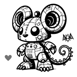 Friendly mechanical mouse with giant ears and a little camera on his head. #1526