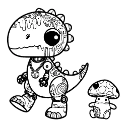 Graffitied dinosaur and his pet mushroom #2013