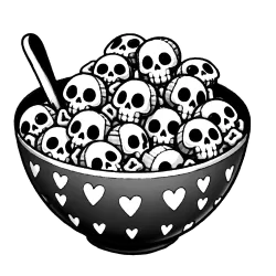 Bowl of skull cereal