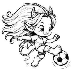 Girlgoyle or boygoyle playing soccer