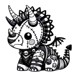 Colored version of the patchwork Triceratops gargoyle