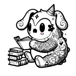 Book creature with a touch of color