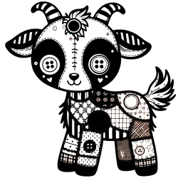 Finished art version of the patchwork goat
