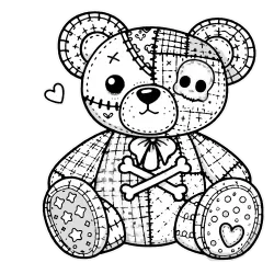 Patchwork teddy bear and cross bones