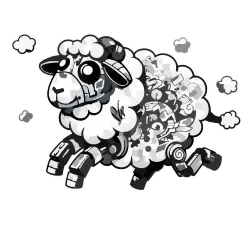 Mechanical sheep embellished and in color
