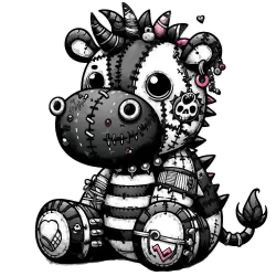 A finished version of Stripy Spiky Hippo #2122