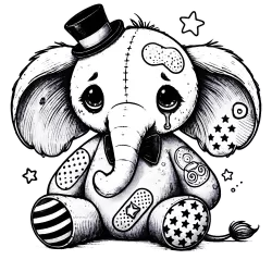 Sad Elephant Beargoyle, finished art version