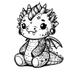 Cute snaggletoothed dinosaur gargoyle with gauged ears and tatts.