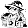 Frog witch doing laundry #1527