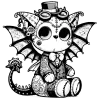 Steampunk batgoyle #0330 with a hat, goggles and bowtie