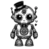 Dapper Lil' Robot #0436 Wears a top hat and delicate bow tie and has decorative embellishments on his arms and legs.