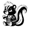 Grumpy skunk with a coffee