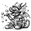 Robotic Gargoyle blowing bubbles #1112