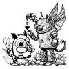 Furry Creature and Robot #1113