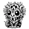 Masked Beargoyle jungle creature, wearing a skull helmet that has three eyes