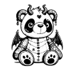 Beargoyle with wings and horns and a little heart in the middle of their head.