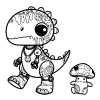 Graffitied dinosaur and his pet mushroom #2013