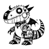 Abstract striped t-rex gargoyle