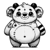 Chubby gargoyle teddy bear with a little sailor tattoo, horns and a belly.