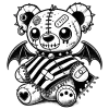 Teddy bear gargoyle (beargoyle) with bandages in a poncho #1722