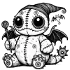 Loveland frog, a beargoyle cryptid. Holding a magical staff and wearing an elf hat.