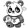 Basket ball panda with chains and tattoos is ready to be downloaded for free. 