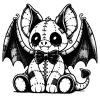 Stitched bat gargoyle with a bowtie.