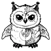 Owl with a moon on it's belly. Half light and half dark but you can decide that when you color it.